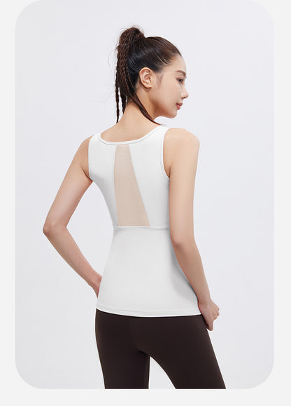 Summer Mesh Cutout Yoga Tank Top, Breathable Nude-Feel Backless Sports Vest, Slim Fit Athletic Top for Women