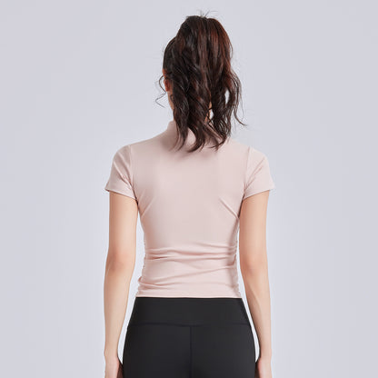 New Chinese Style Yoga Short Sleeve for Women, Frog Button Traditional Sports Top, Summer Chinese-Chic Yoga Wear