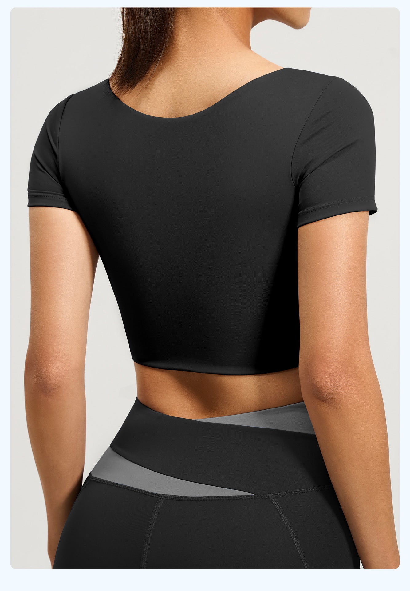 Women's Color Block Yoga Short Sleeve, Slim Fit Workout Top with Built-in Bra