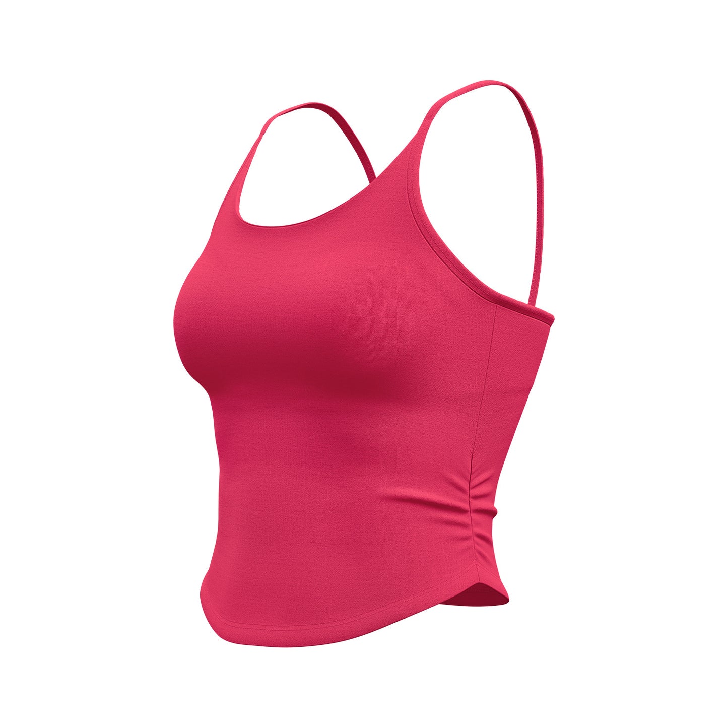 Women’s Waist Cinched Ruched Yoga Tank Top, Integrated Fixed Cup Camisole Bra with Compression Contour Fit for Daily Fitness Training