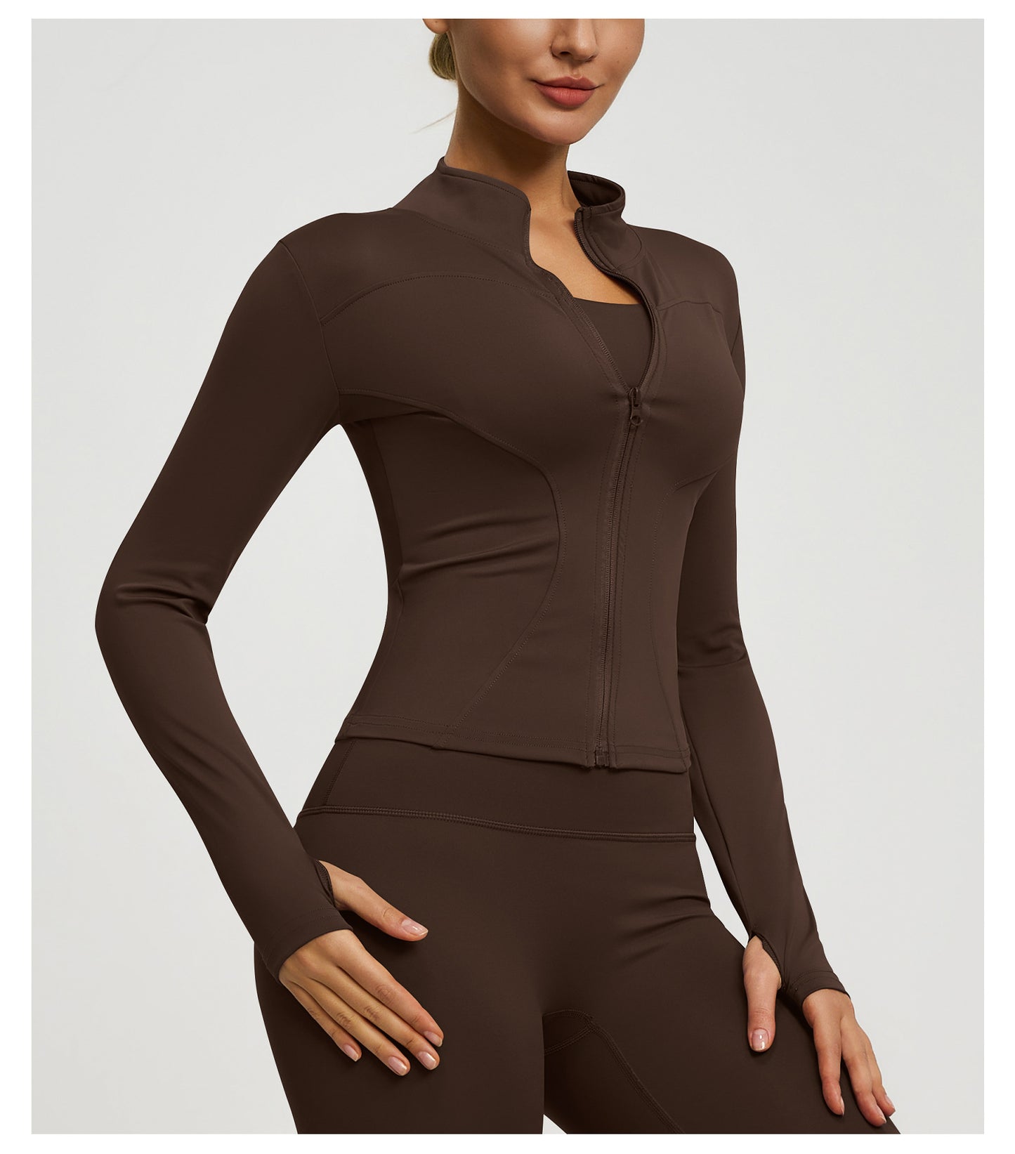Women’s Zipper Yoga Jacket, Long Sleeve Sports Top for Running & Fitness Training