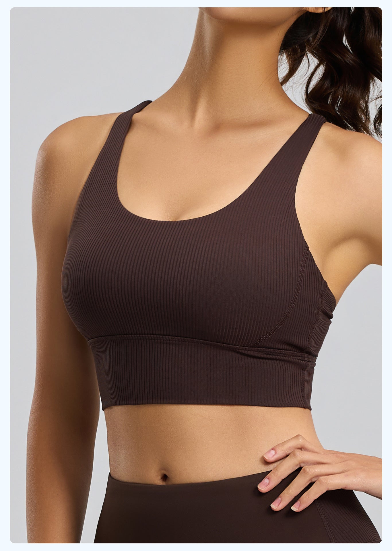 Women’s Striped Compression Fitted Sports Bra Vest, Integrated Contour Cups Cutout Racerback Active Tank for Yoga & Fitness Workouts