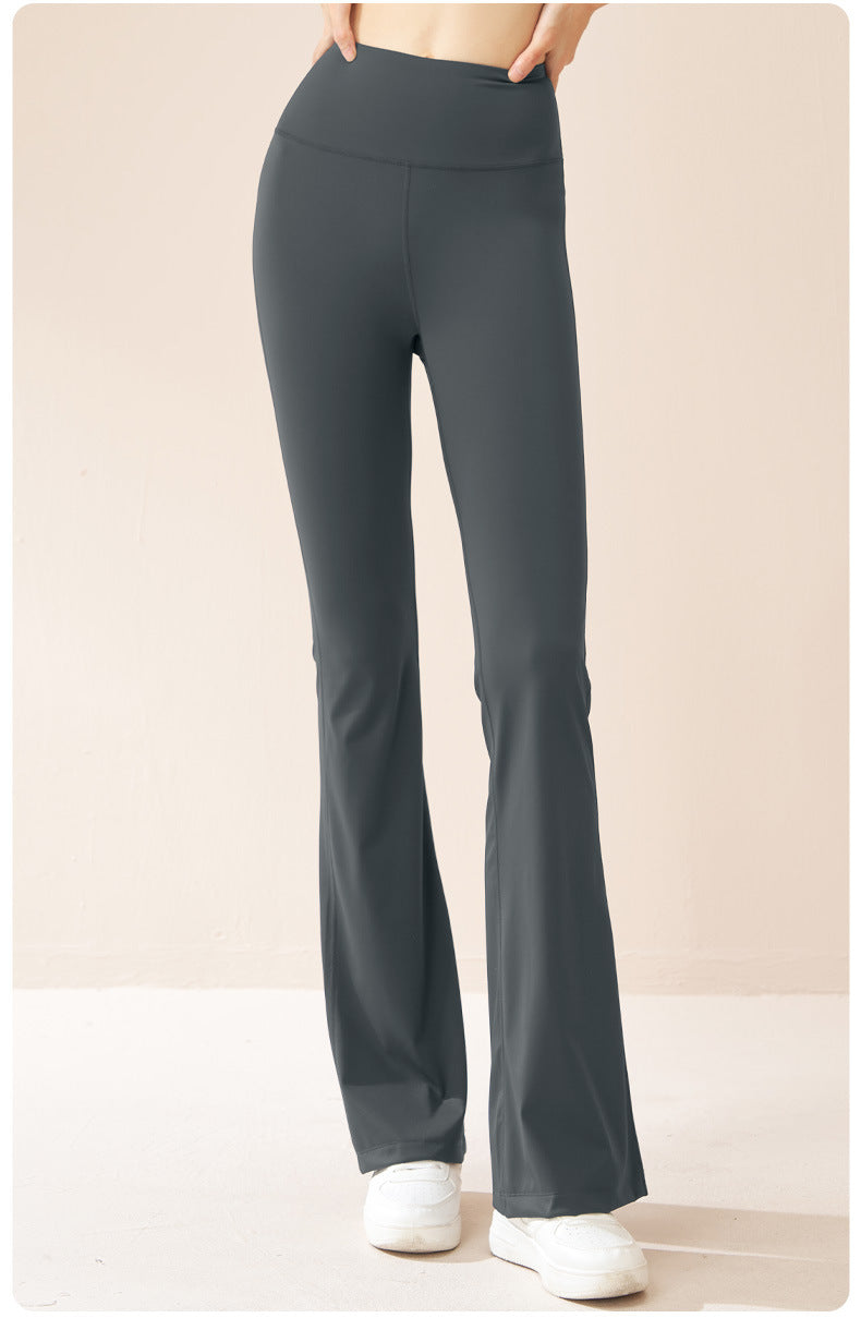 Women's High Elastic Flare Fitness Pants, High Waist Hip Lifting Tummy Control Slim Cloud-Feel Yoga Wide Leg Trousers