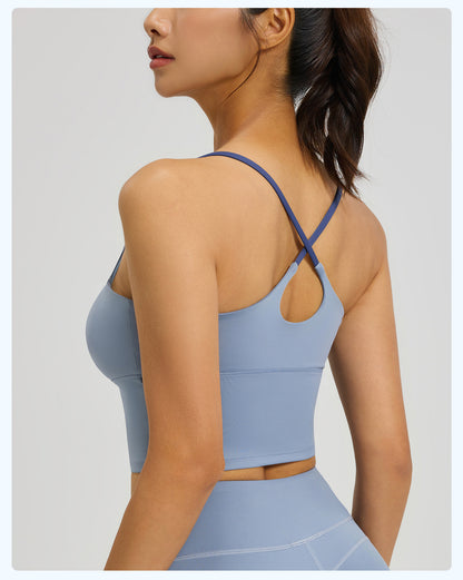 Women's High-Stretch Naked Feeling Sports Bra, Summer Padded Yoga Bra & Fitness Tank Top