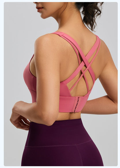 Women's High-Elastic High-Support Shockproof Sports Bra, Removable Pads & Back Hook Closure, Workout Fitness Yoga Bra