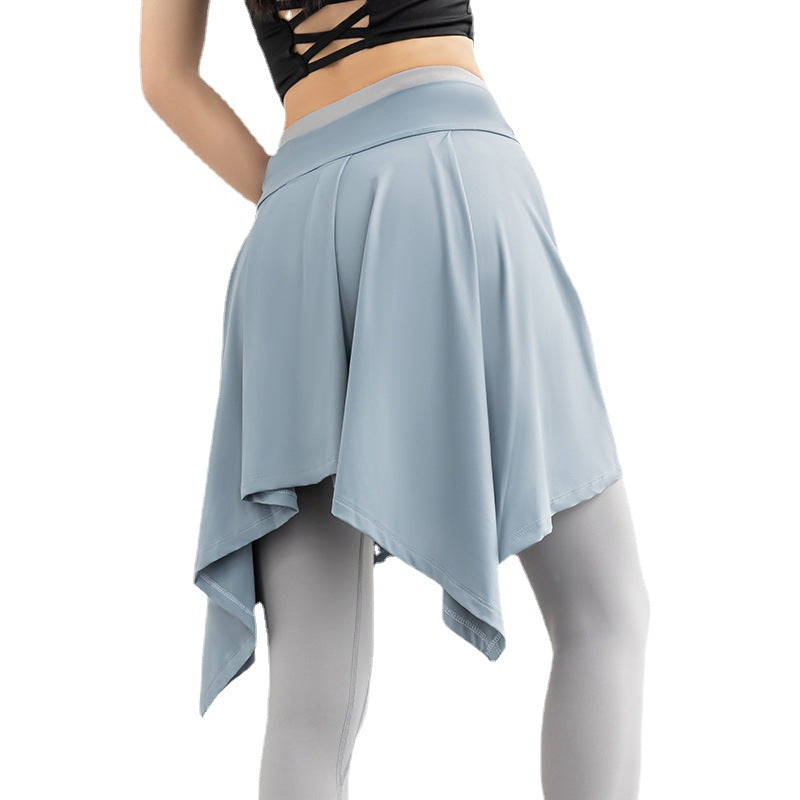 Women’s Anti-Exposure Yoga Skort with Tie Wrap – 2-in-1 Flared Skirt for Dance, Ballet & Fitness