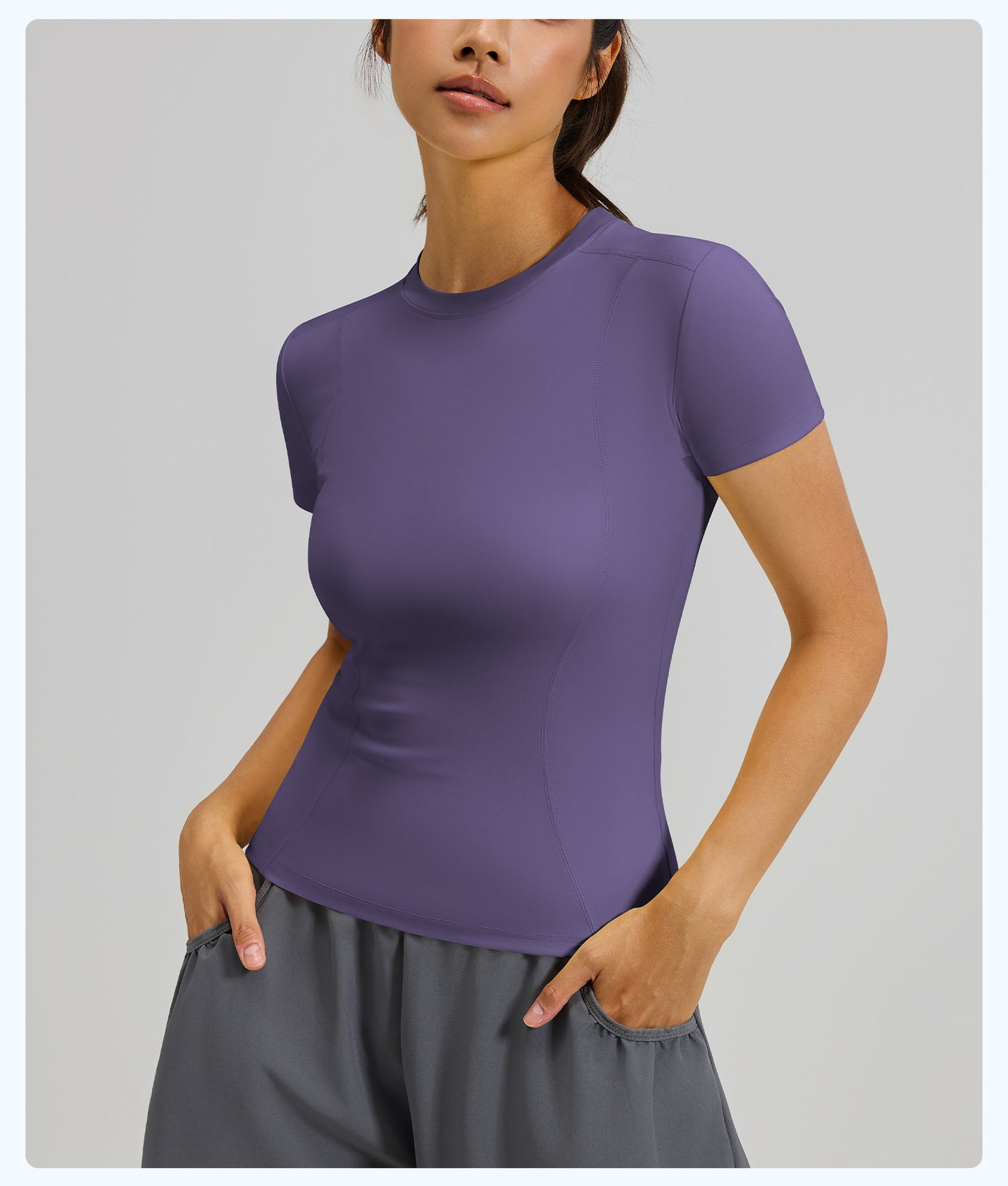 Women's Slim Fit Yoga Short Sleeve Top, Lightweight Stretch Sports T-Shirt, Breathable Activewear Ideal for Running, Gym Fitness and Daily Workout