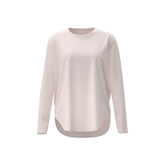 New Ice Silk Yoga Cover-Up, Round Neck, Loose Fit, Breathable & Versatile Long Sleeve Sports Yoga Shirt for Women