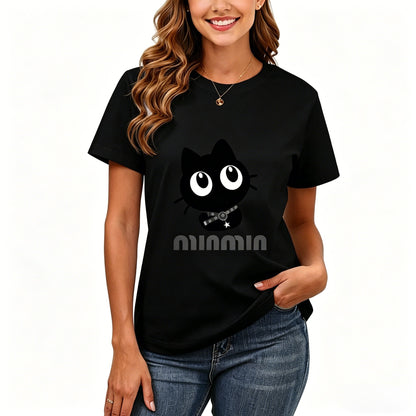 200GSM Women Premium Pure Cotton Graphic Print T Shirt Casual Crew Neck Short Sleeve Fashion Printed Ladies Daily Tops 103