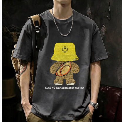 Unisex Casual Short Sleeve | 200GSM Heavyweight Cotton Printed Crew Neck Tee 049