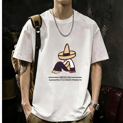 200GSM Heavyweight Printed Cotton Crew Neck T-Shirt | Unisex Basic Casual Tee 058