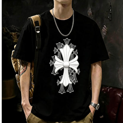 200GSM Heavyweight Printed Cotton Crew Neck T-Shirt | Unisex Basic Casual Tee 052