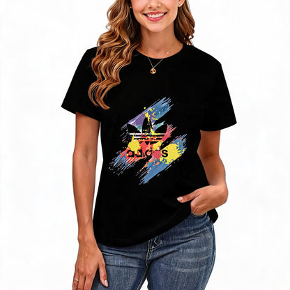 Women's Loose Fit Printed T-shirt | 200GSM Soft Breathable Cotton, Trendy Pattern for Daily & Outdoor Use 120