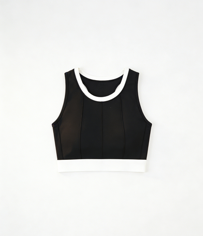 Vertical Striped Color Block Yoga Sports Bra for Women, High Impact Shockproof, Fixed Cups, Thin Padding