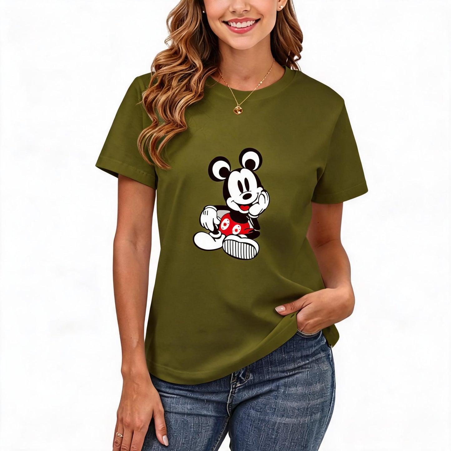 Women's Loose Fit Printed T-shirt | 200GSM Soft Breathable Cotton, Trendy Pattern for Daily & Outdoor Use 116