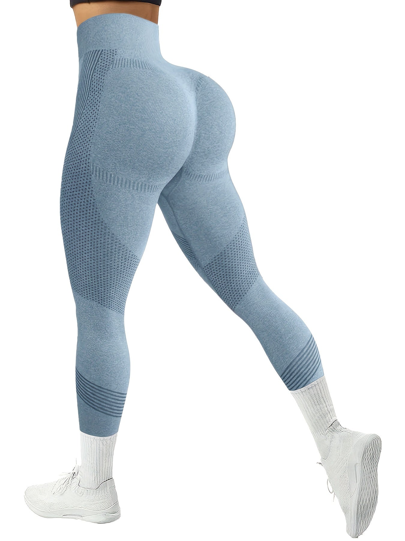 Women’s 4-Pack Seamless Striped Stretch Workout Yoga Leggings, Everyday Athletic Activewear Pants Multipack