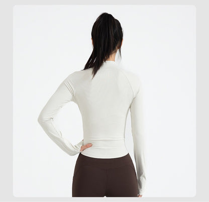 Women's New Zip Up Yoga Jacket, Slim Fit Long Sleeve Sports Coat, Running Training Fitness Outerwear