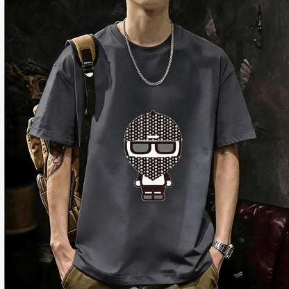 200GSM Heavyweight Printed Cotton Crew Neck T-Shirt | Unisex Basic Casual Tee 056