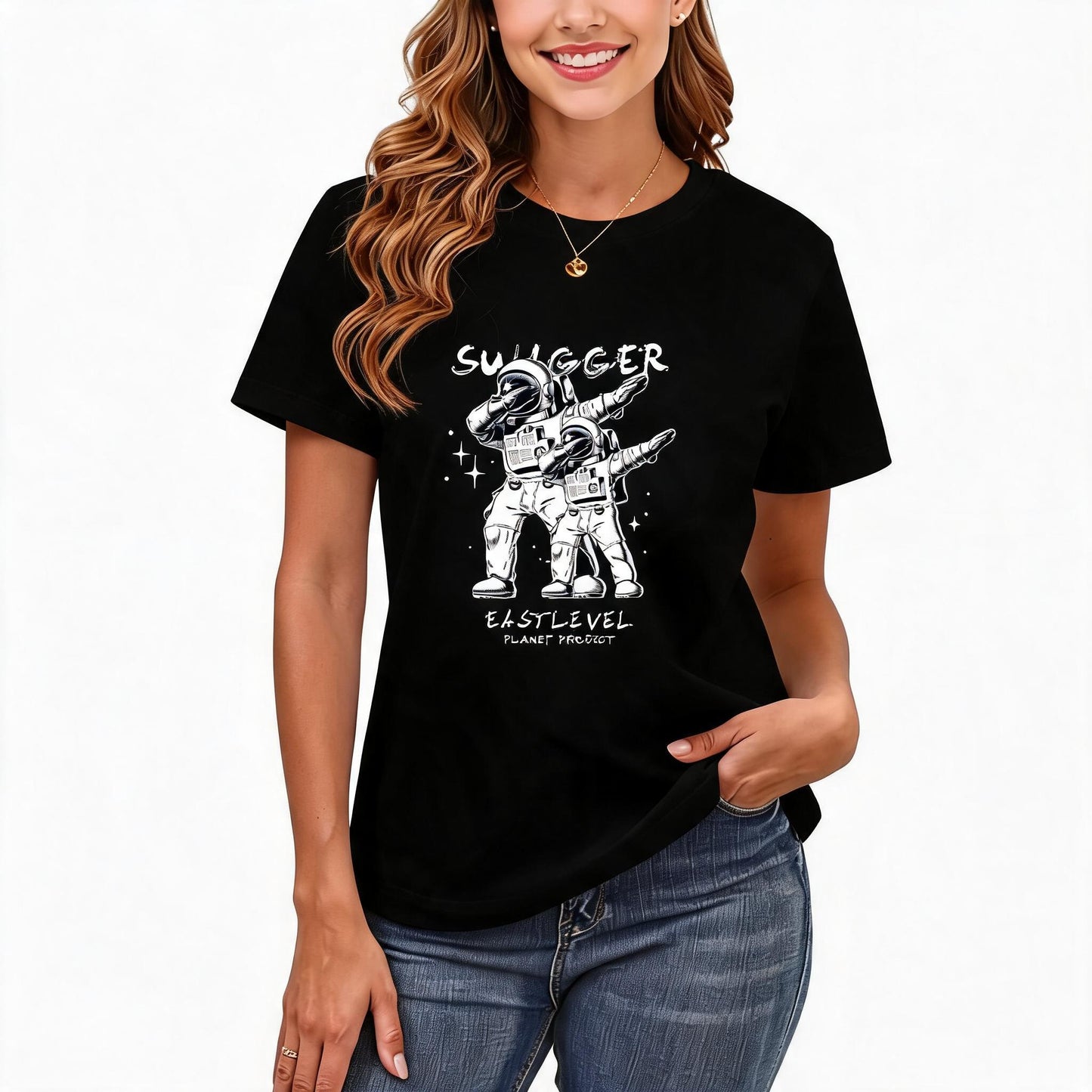 Women's Loose Fit Printed T-shirt | 200GSM Soft Breathable Cotton, Trendy Pattern for Daily & Outdoor Use 124