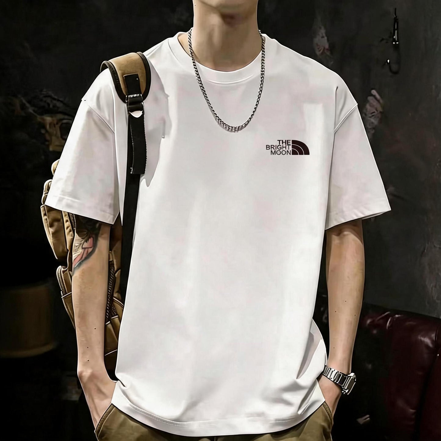 200GSM Heavyweight Printed Cotton Crew Neck T-Shirt | Unisex Basic Casual Tee 059