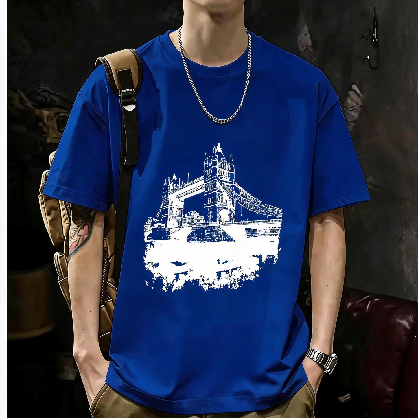 Unisex Casual Short Sleeve | 200GSM Heavyweight Cotton Printed Crew Neck Tee 048
