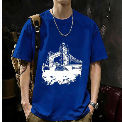 Unisex Casual Short Sleeve | 200GSM Heavyweight Cotton Printed Crew Neck Tee 048