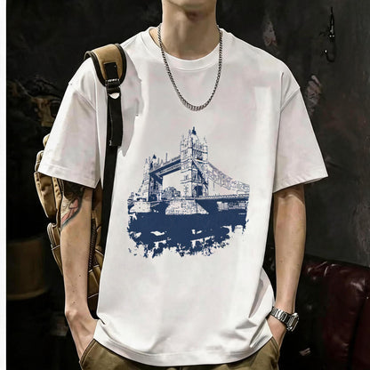 Unisex Casual Short Sleeve | 200GSM Heavyweight Cotton Printed Crew Neck Tee 048