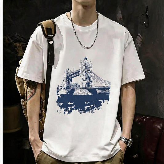 Unisex Casual Short Sleeve | 200GSM Heavyweight Cotton Printed Crew Neck Tee 048