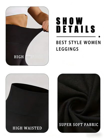 Women’s 6-Pack High Waist Athletic Leggings, Buttery Soft Opaque Fabric Fitness Workout Pants, Assorted Colors Multipack