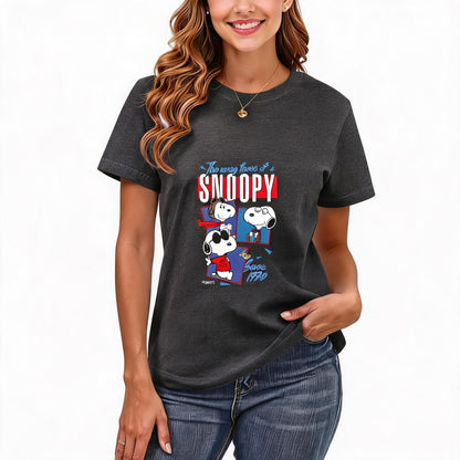 200GSM Women Premium Pure Cotton Graphic Print T Shirt Casual Crew Neck Short Sleeve Fashion Printed Ladies Daily Tops 098