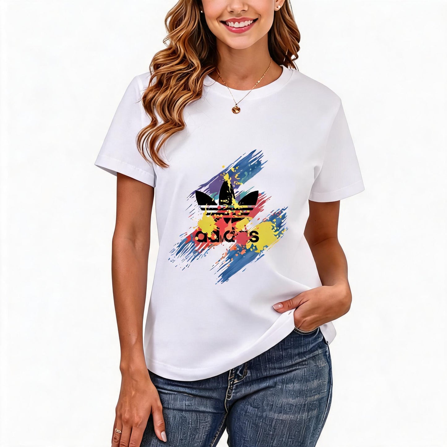 Women's Loose Fit Printed T-shirt | 200GSM Soft Breathable Cotton, Trendy Pattern for Daily & Outdoor Use 120