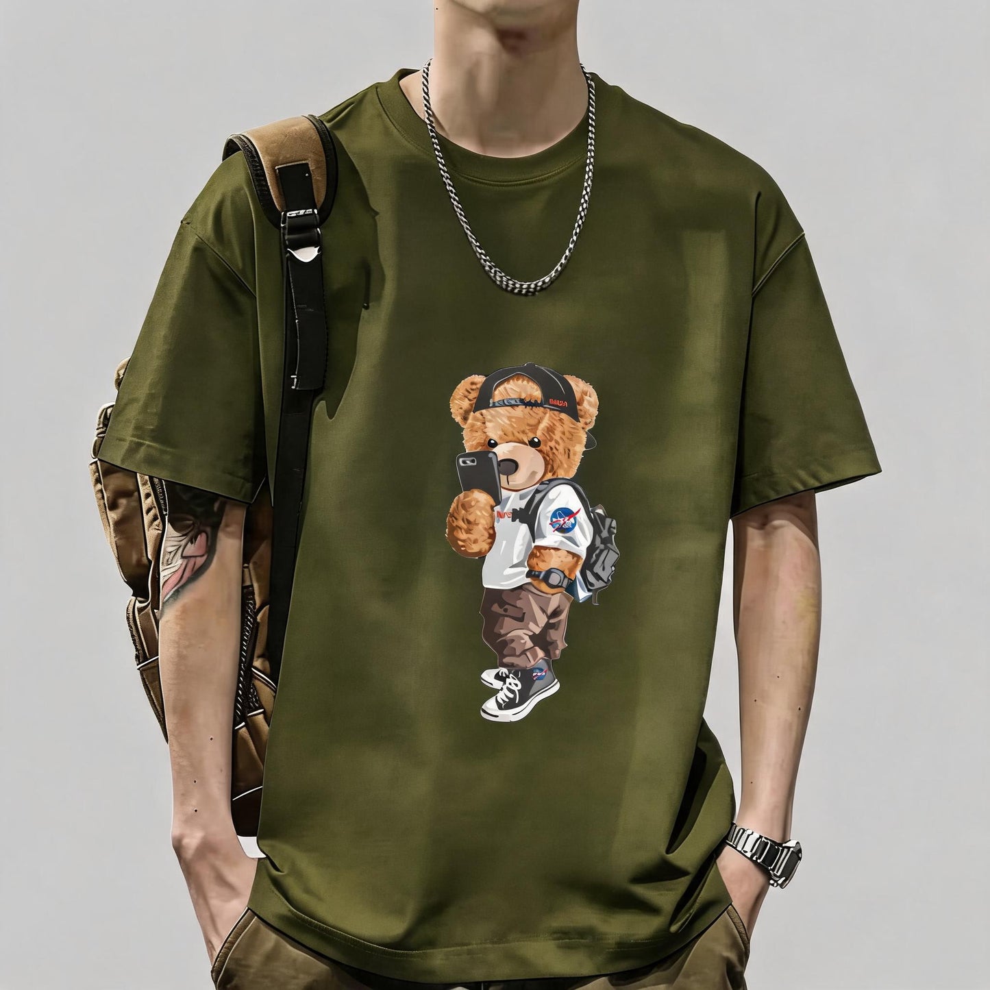 Unisex Casual Short Sleeve | 200GSM Heavyweight Cotton Printed Crew Neck Tee 069