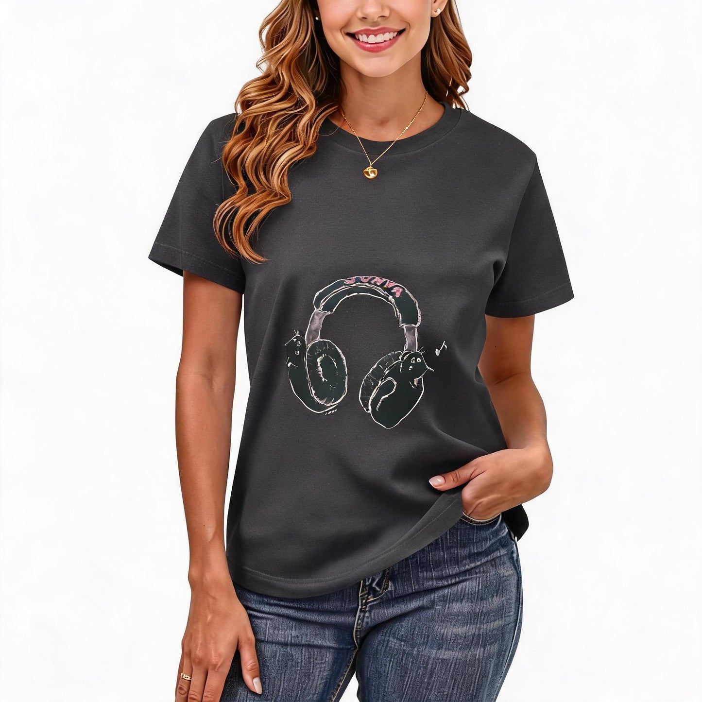 200GSM Women Premium Pure Cotton Graphic Print T Shirt Casual Crew Neck Short Sleeve Fashion Printed Ladies Daily Tops 099