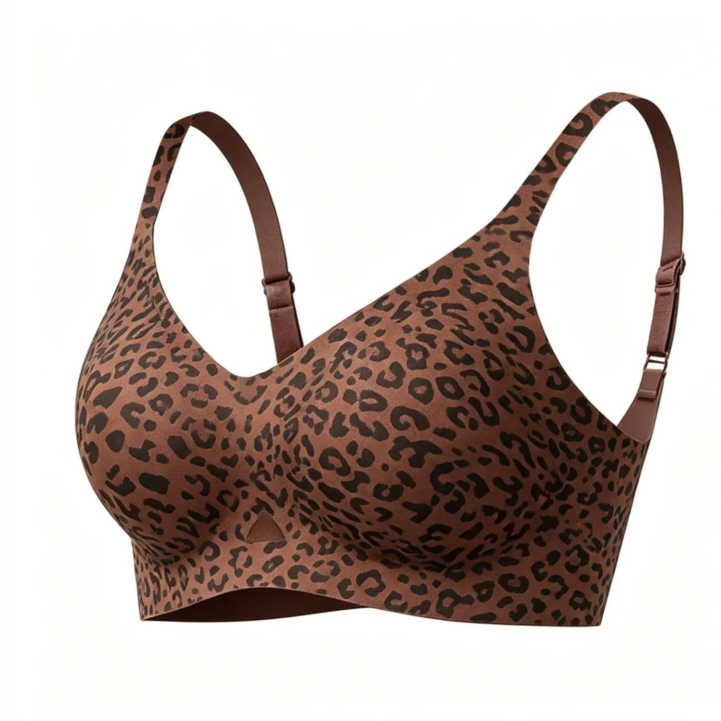 Obind Women’s Wireless Jelly Deep-V Seamless T-Shirt Bra, Soft Butter Fabric Breathable Mesh Triangle Panel Bra with Adjustable Straps, Minimalist Everyday Intimates