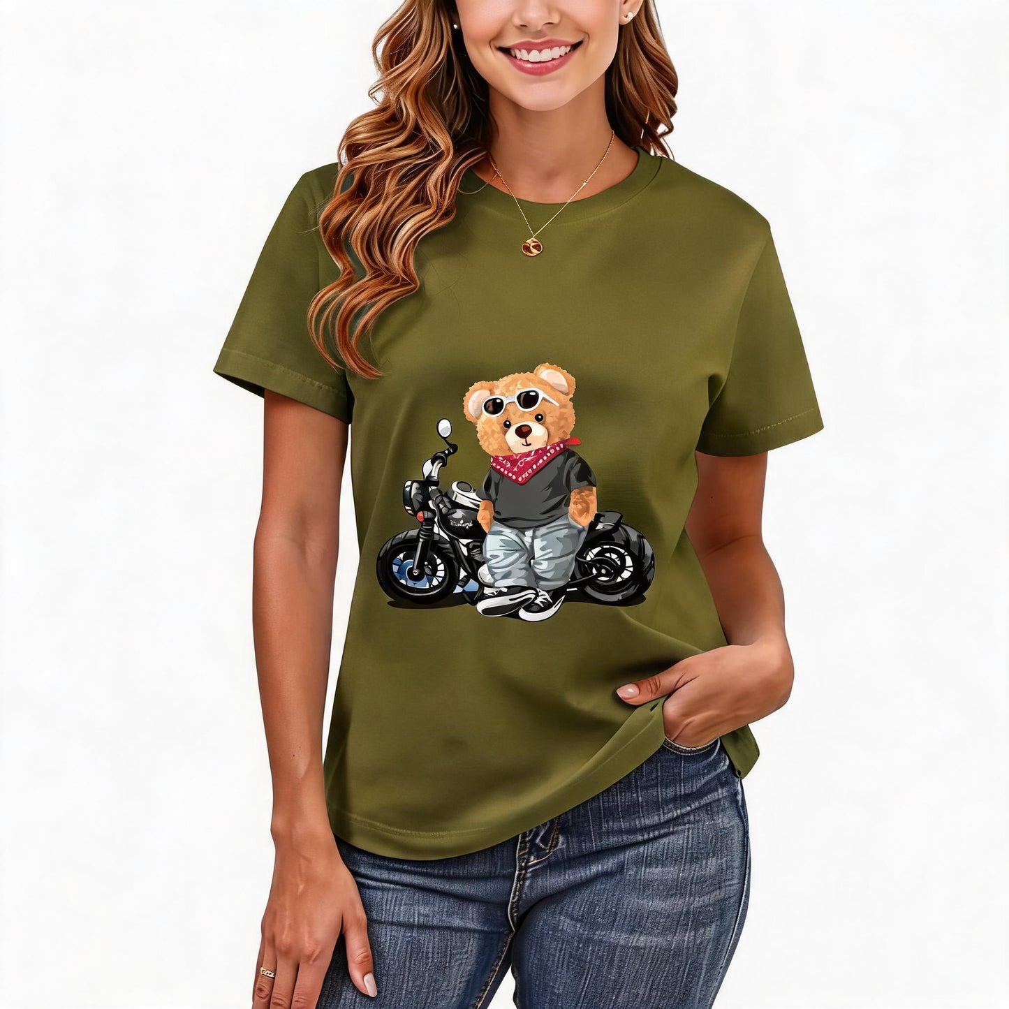 200GSM Women Premium Pure Cotton Graphic Print T Shirt Casual Crew Neck Short Sleeve Fashion Printed Ladies Daily Tops 101