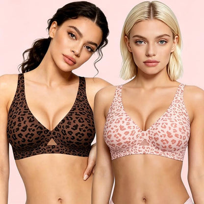 Obind Women’s Wireless Jelly Deep-V Seamless T-Shirt Bra, Soft Butter Fabric Breathable Mesh Triangle Panel Bra with Adjustable Straps, Minimalist Everyday Intimates