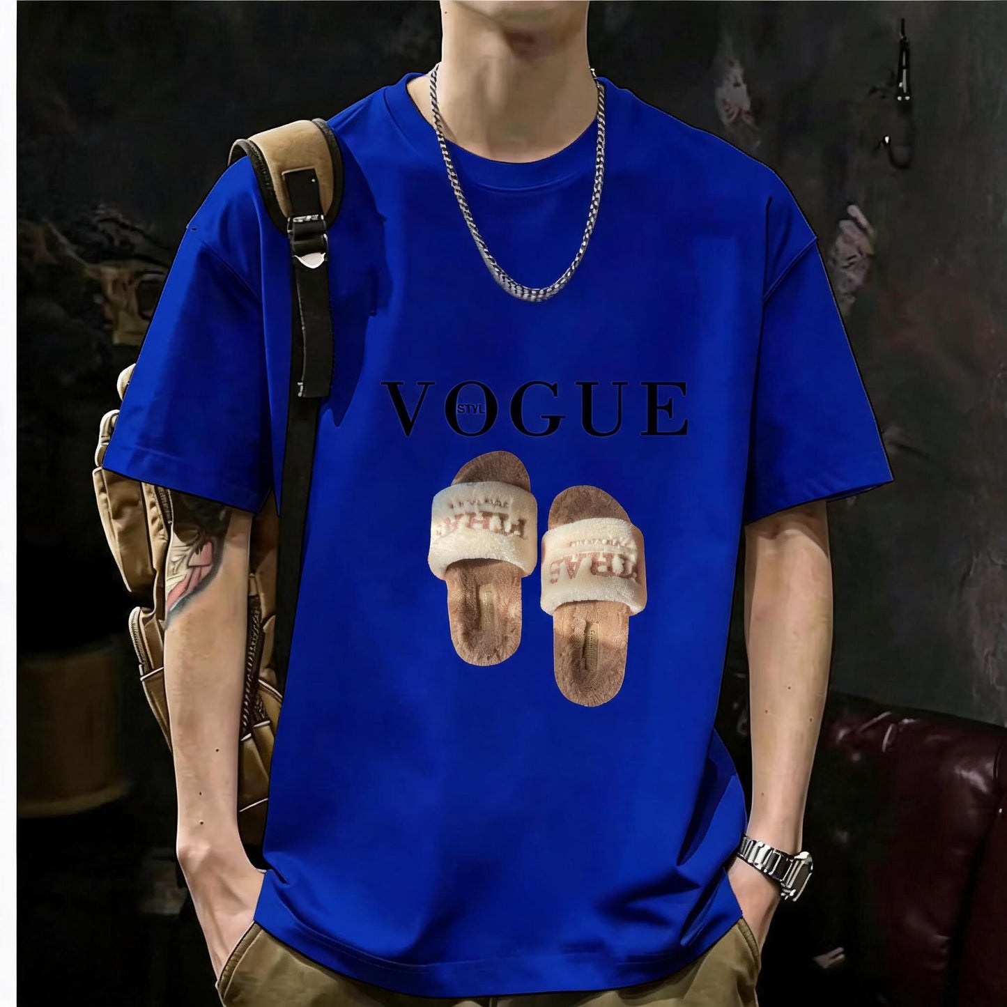 200GSM Heavyweight Printed Cotton Crew Neck T-Shirt | Unisex Basic Casual Tee 045