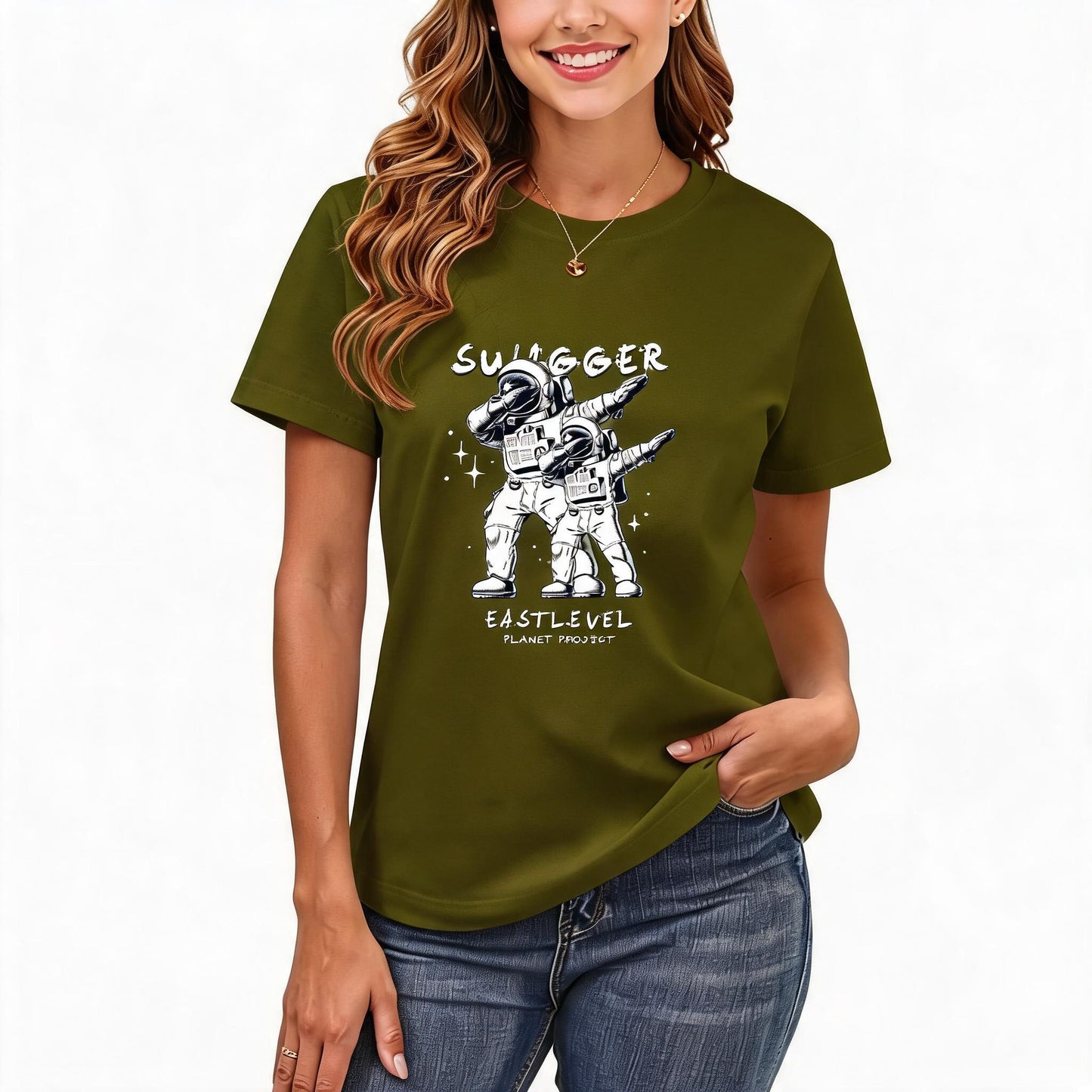 Women's Loose Fit Printed T-shirt | 200GSM Soft Breathable Cotton, Trendy Pattern for Daily & Outdoor Use 124