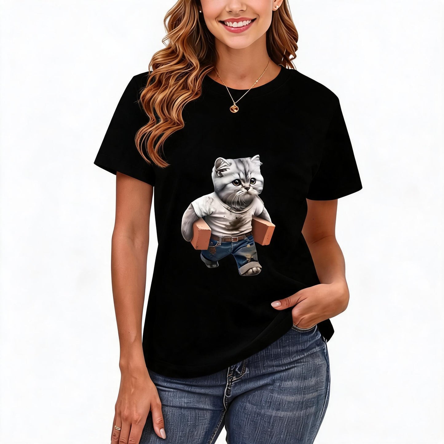 Women's Loose Fit Printed T-shirt | 200GSM Soft Breathable Cotton, Trendy Pattern for Daily & Outdoor Use 117