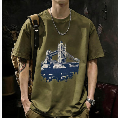 Unisex Casual Short Sleeve | 200GSM Heavyweight Cotton Printed Crew Neck Tee 048