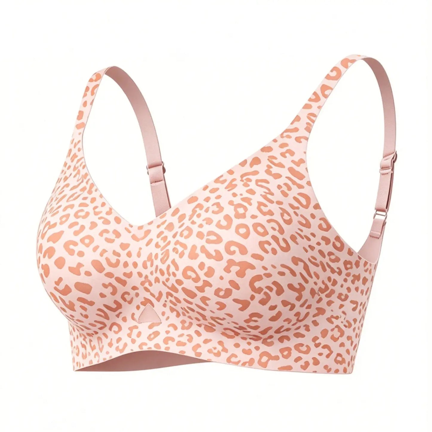 Obind Women’s Wireless Jelly Deep-V Seamless T-Shirt Bra, Soft Butter Fabric Breathable Mesh Triangle Panel Bra with Adjustable Straps, Minimalist Everyday Intimates