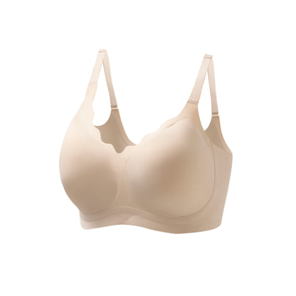 Vrcomfy Women’s Wireless Seamless T-Shirt Bra, Full Coverage Plunge Soft Comfort Everyday Bra, Plus Size Friendly Minimalist Intimates